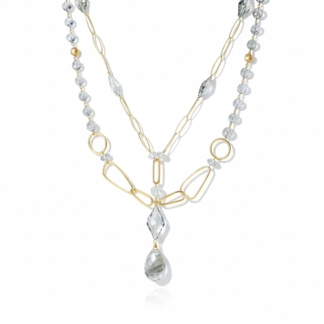 green amethyst gold necklace