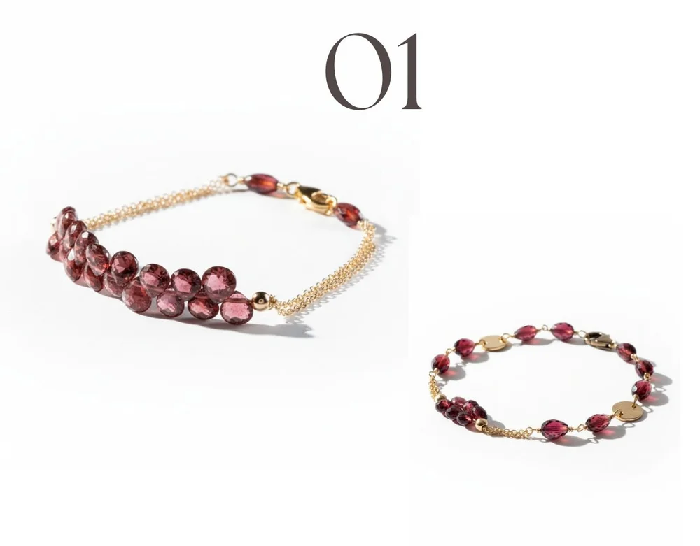 Garnet bracelets by Andrea Li