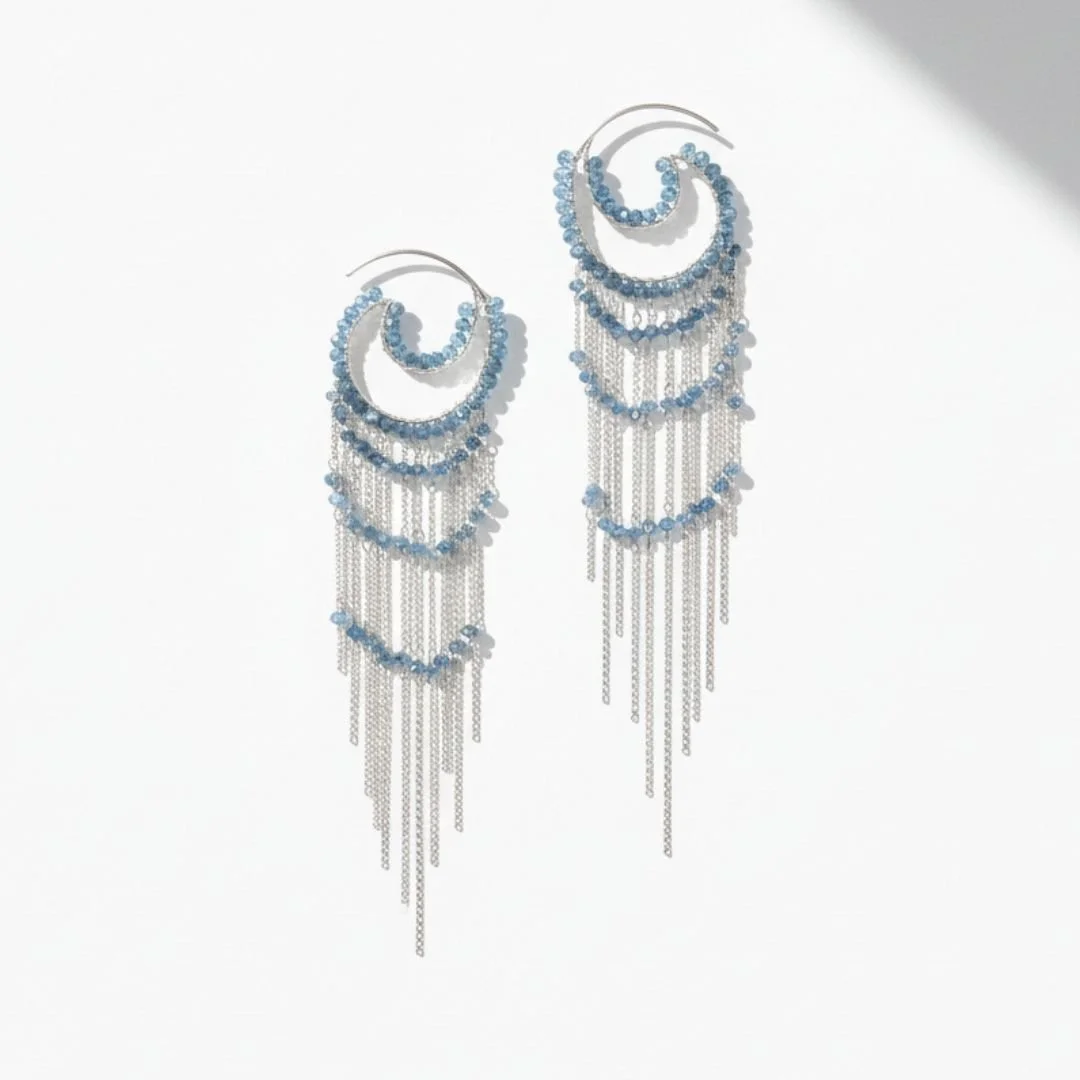 Blue zircon chandelier earrings