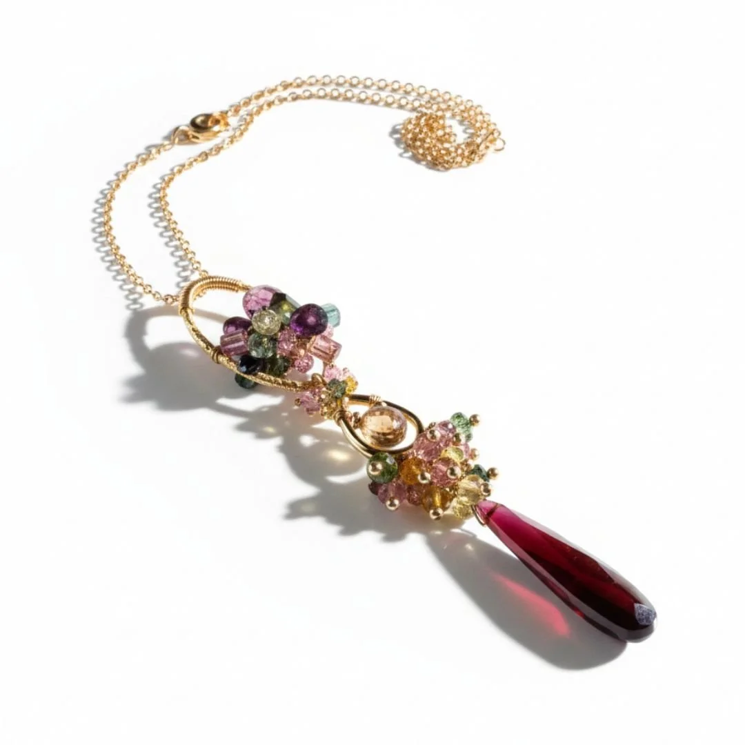 Layered garnet necklace