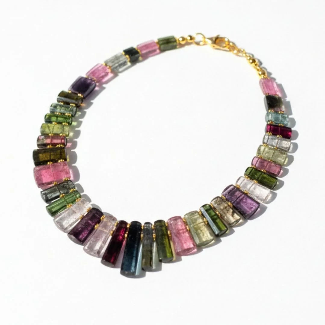 tourmaline 18k gold collar necklace