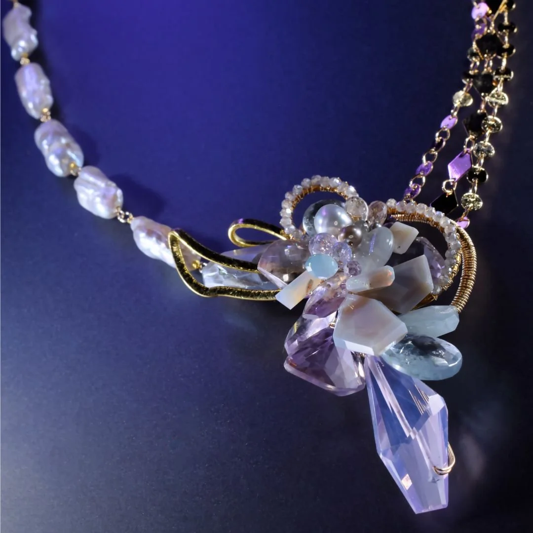 pastel gemstone pendant necklace