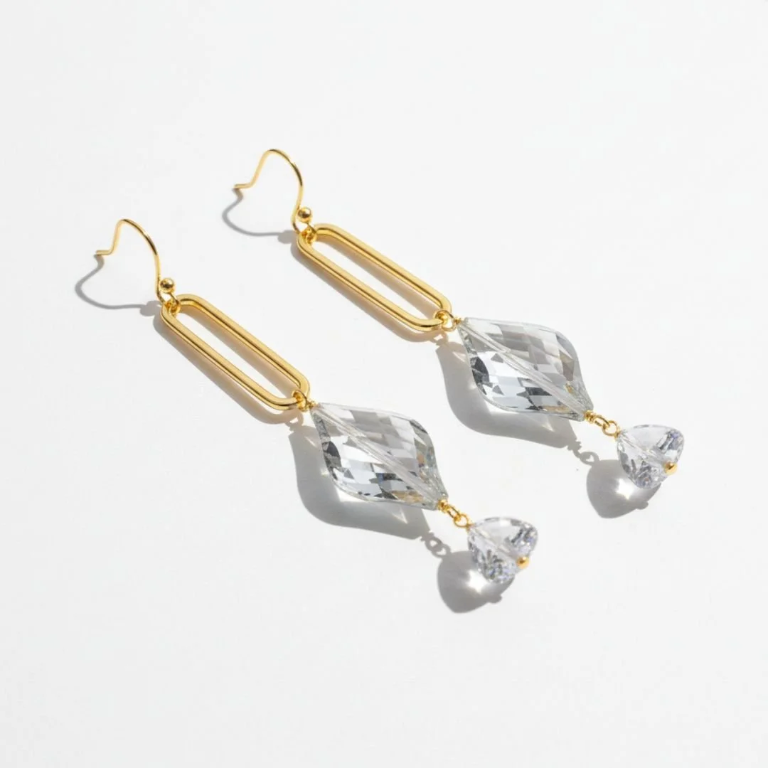 gold and green amethyst earrings