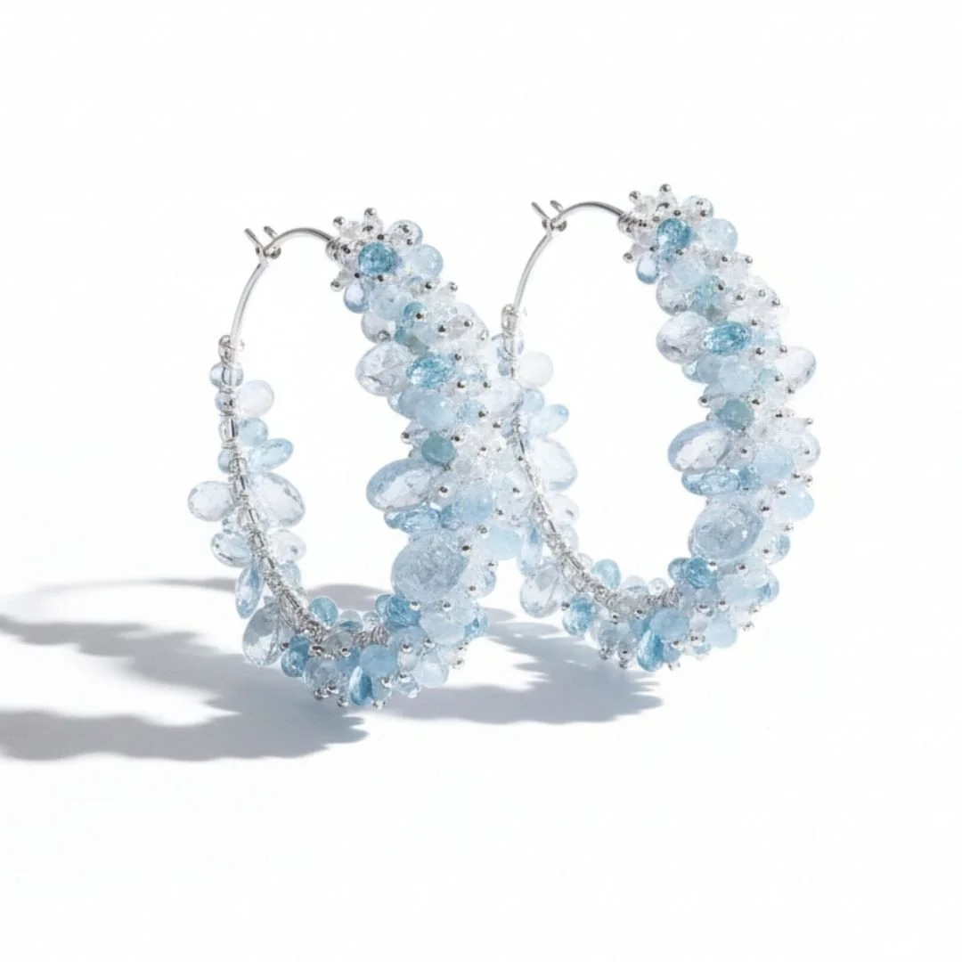 Aquamarine hoop earrings