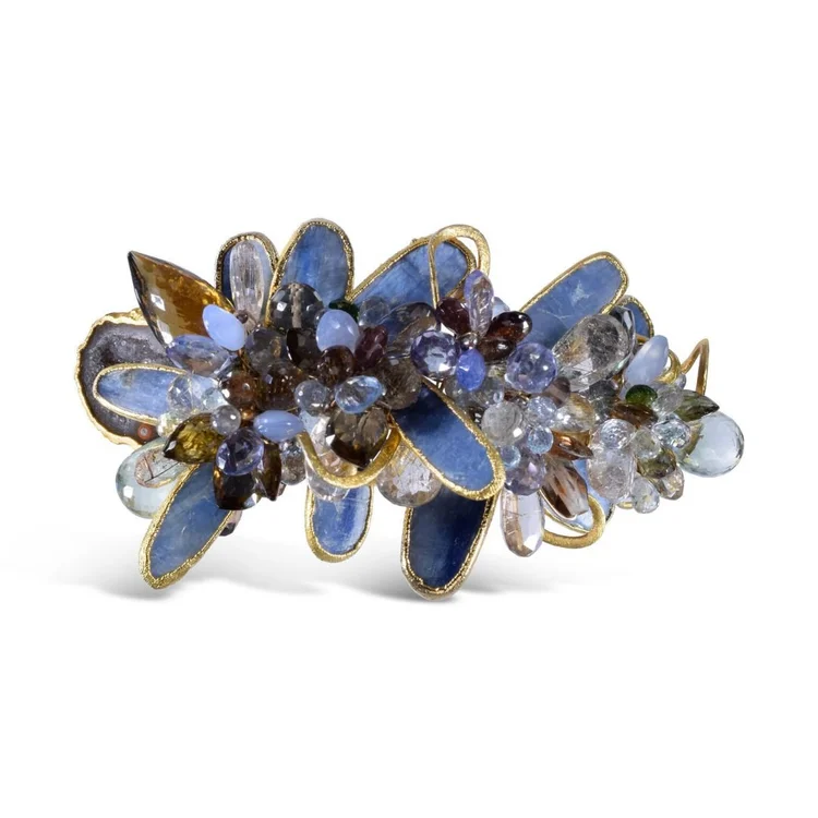Gilded Kyanite and Gemstone Statement Cuff, by Andrea Li