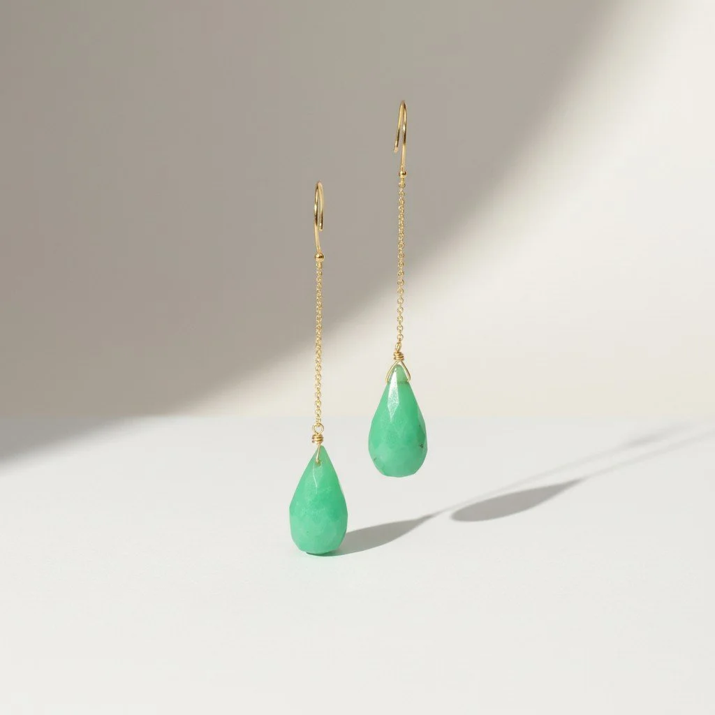 CHRYSOPRASE FROND EARRING
