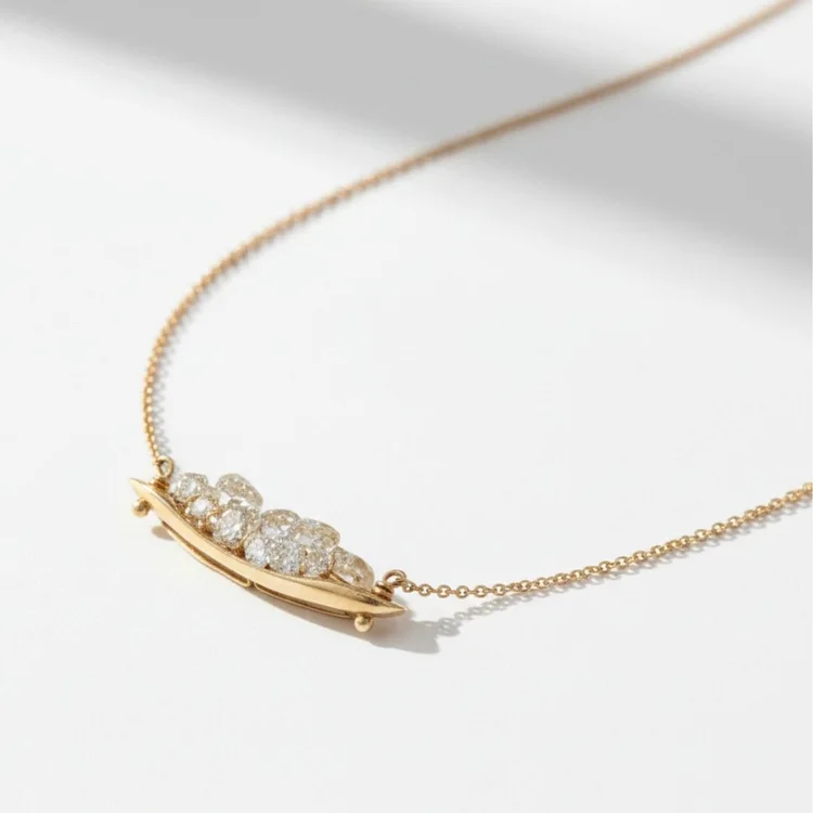 14k Cast Pendant With Diamonds Necklace, by Andrea Li