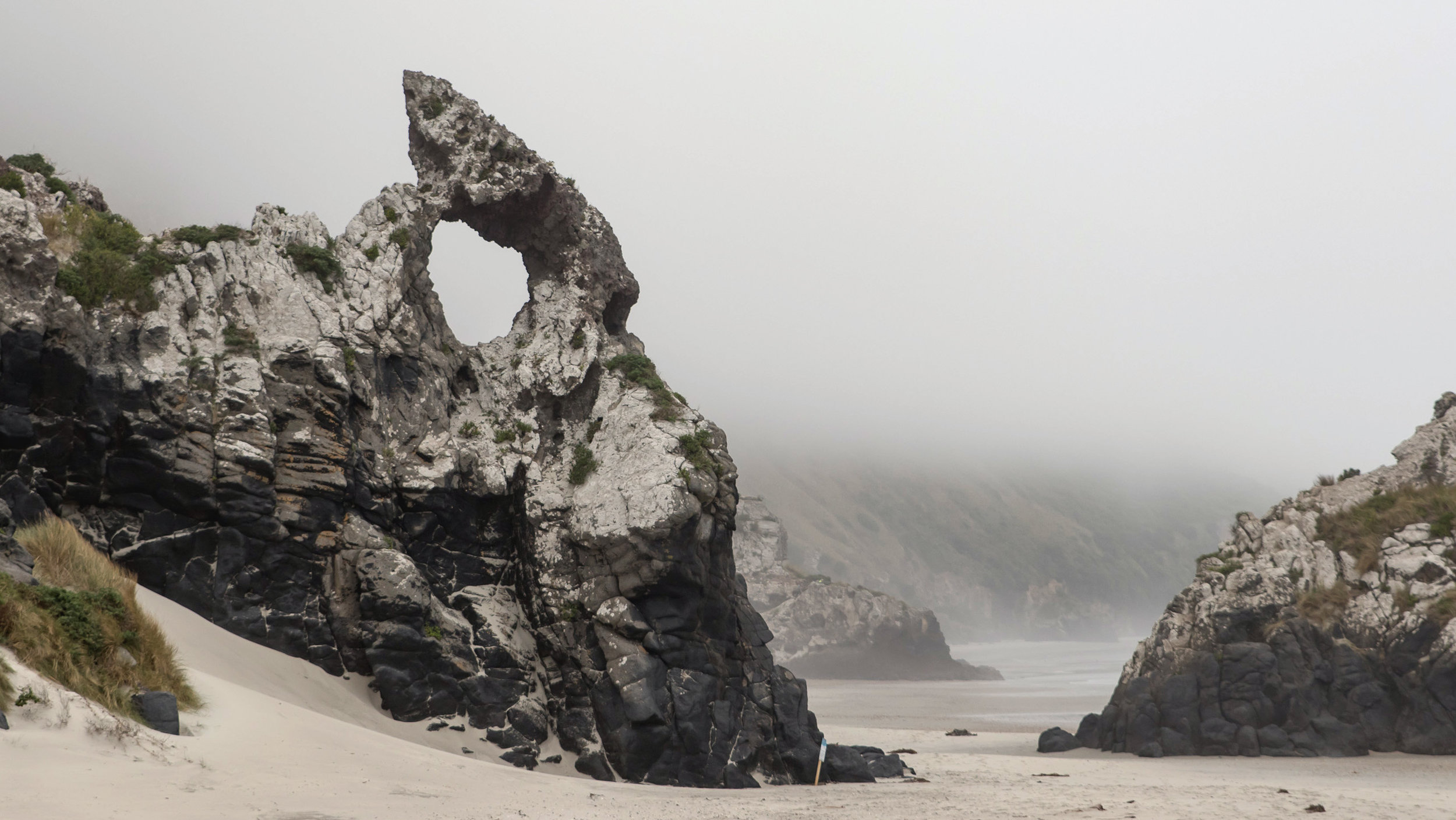 April 1. Aramoana: the place of New Zealand's only mass shooting and also this cool shaped rock.