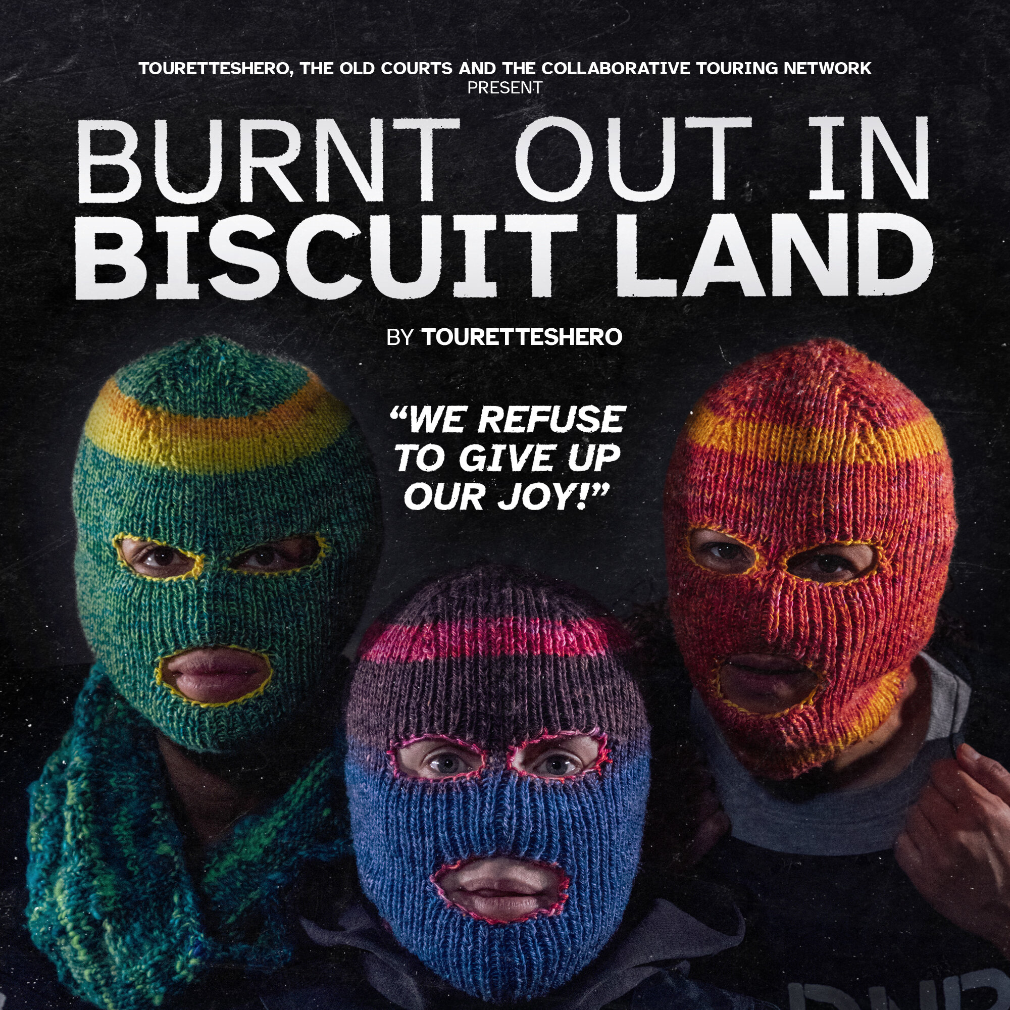 Burnt Out in Biscuit Land is coming to @pborokeytheatre on 14th and 15th June! Don't miss this amazing experience by @touretteshero.

A show by disabled people about our right to exist. 
 
While the world outside is in chaos, three neurodiverse inhab