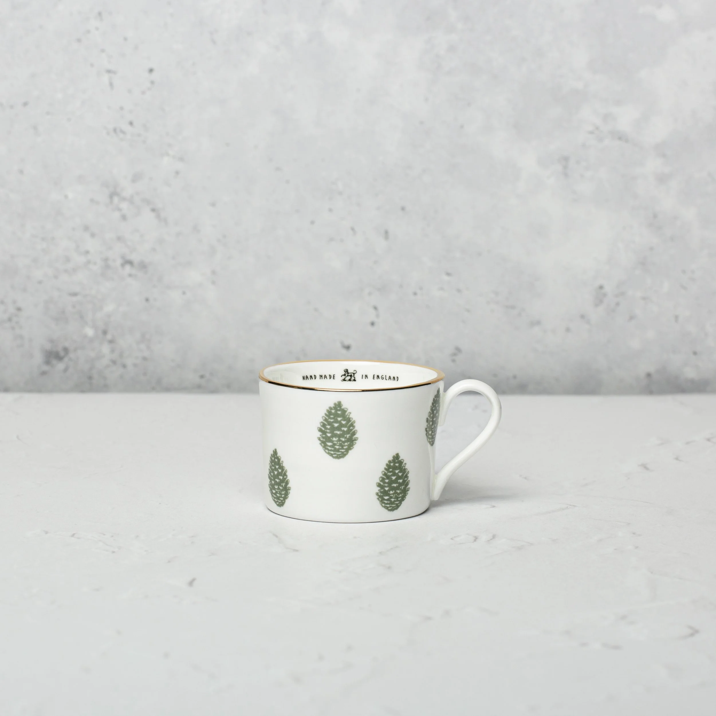 Espresso Cup, Pine Cones + 22K Gold