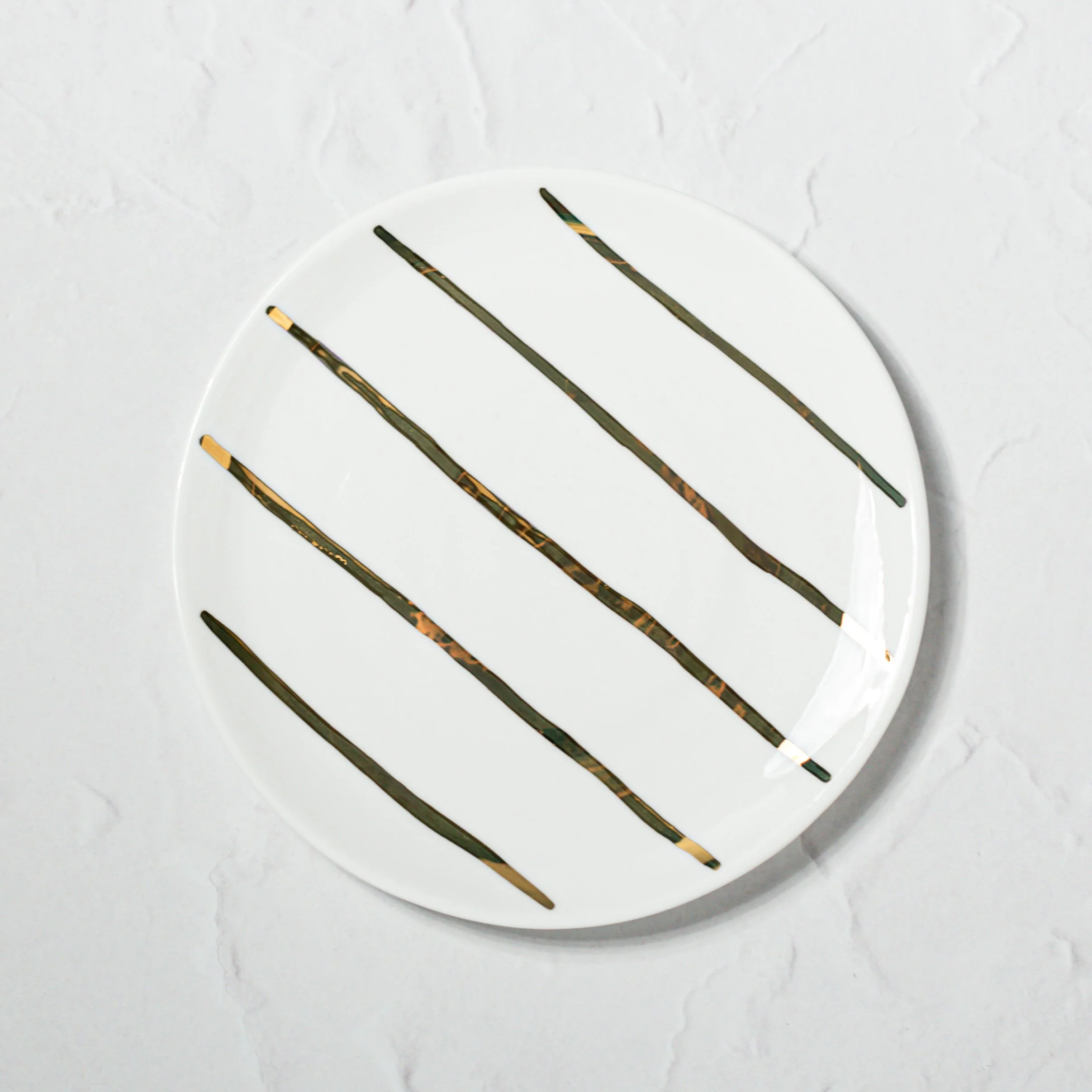 Small Plate, 22k Gold Stripe