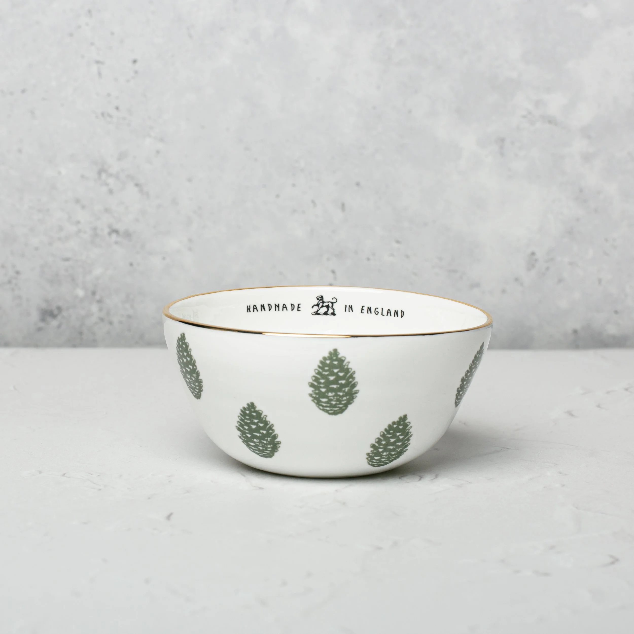 Large Bowl, Pine Cones + 22k Gold