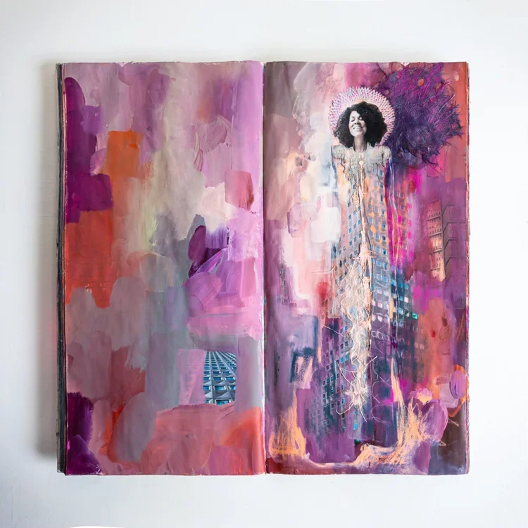 Sentinels+Gaby+-+Mixed+Media+Collage+in+Salvaged+Book.webp