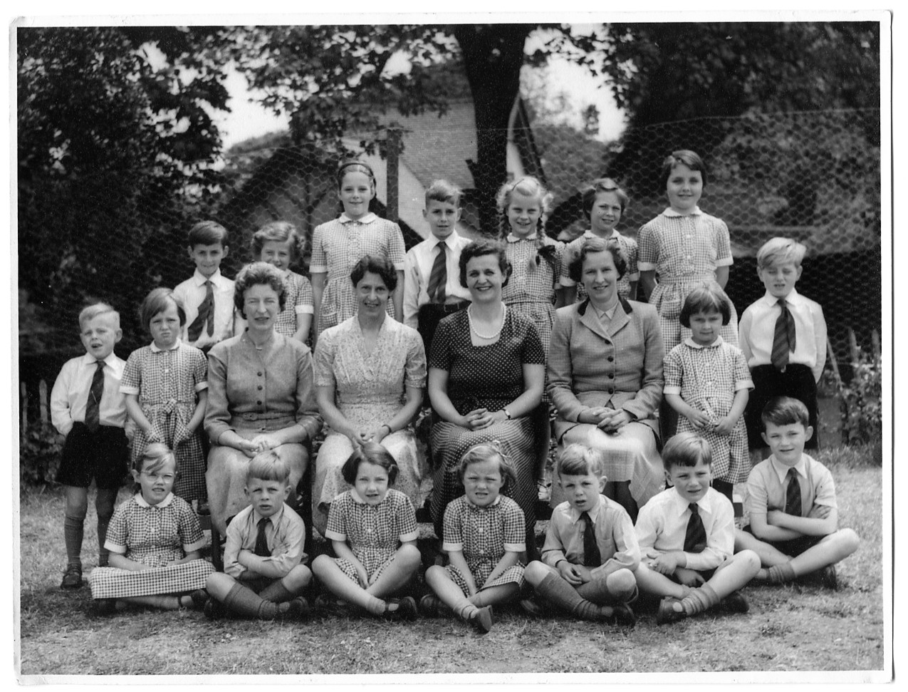 The very first teachers and pupils at the school back in 1956