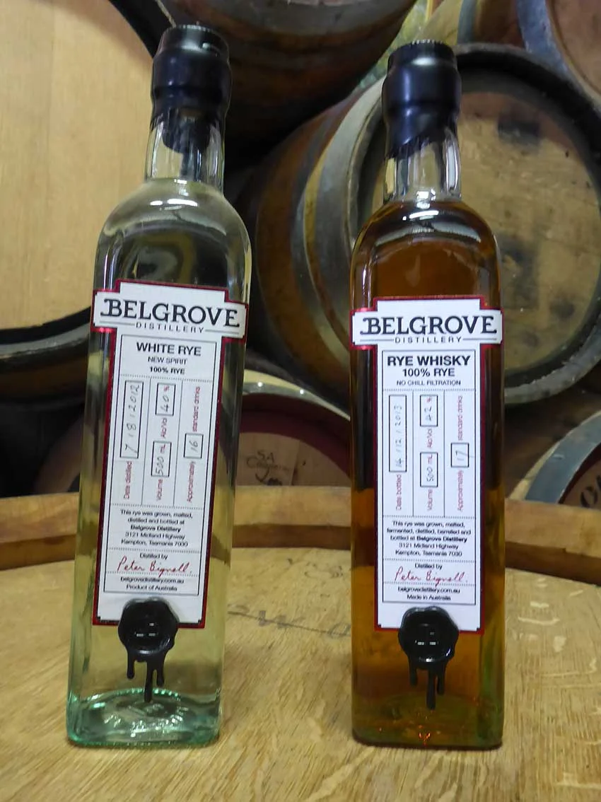 Belgrove rye spirit and rye whisky