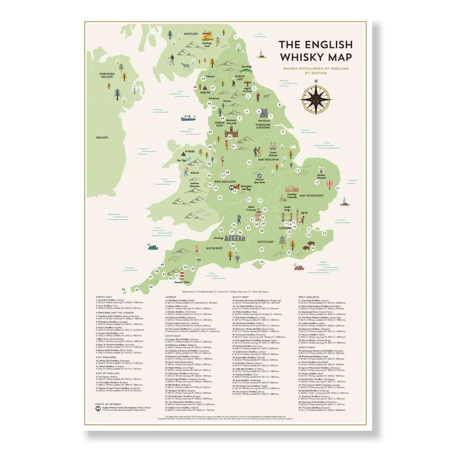 English Whisky Map - 8th Edition