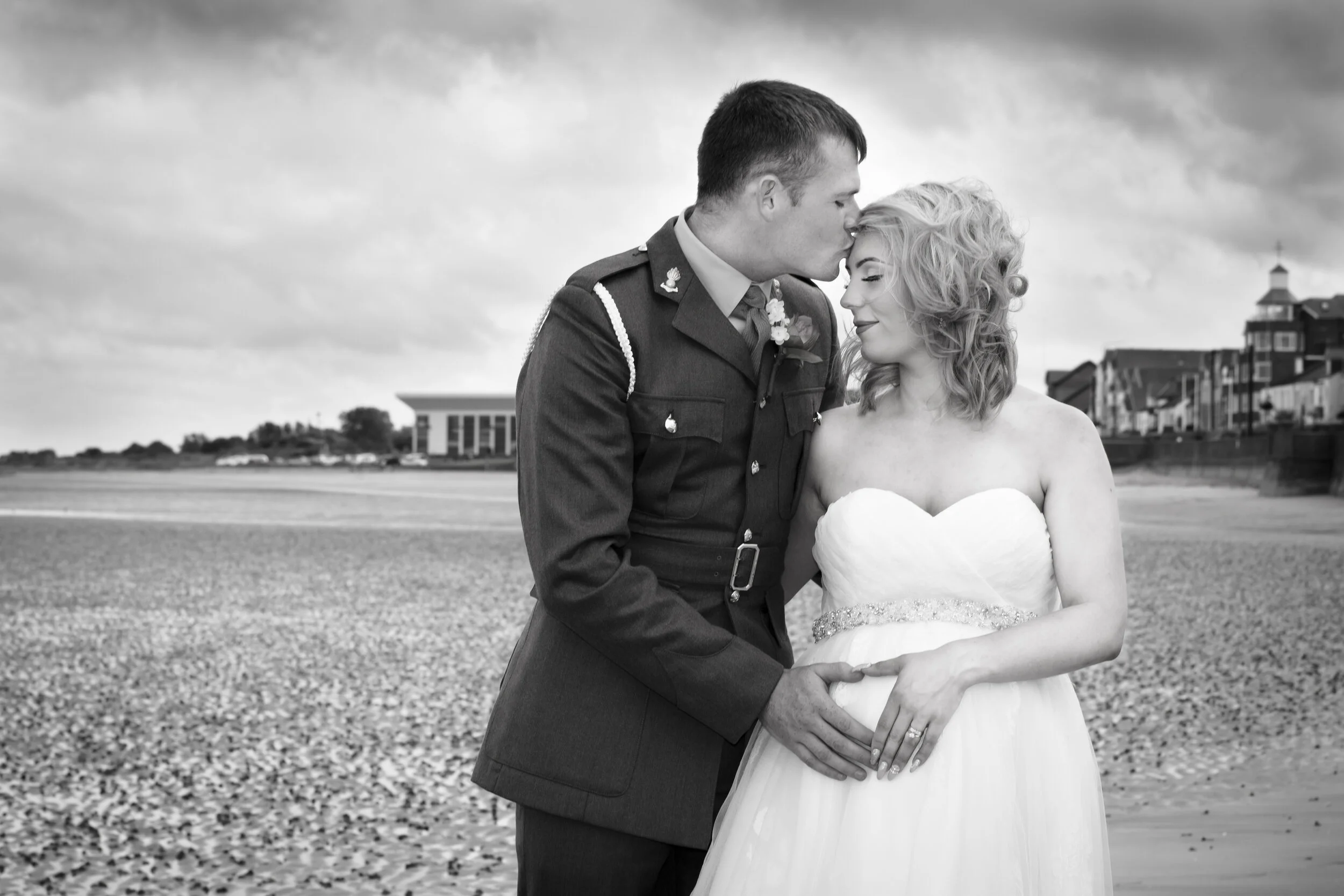 bride groom beach wedding portrait