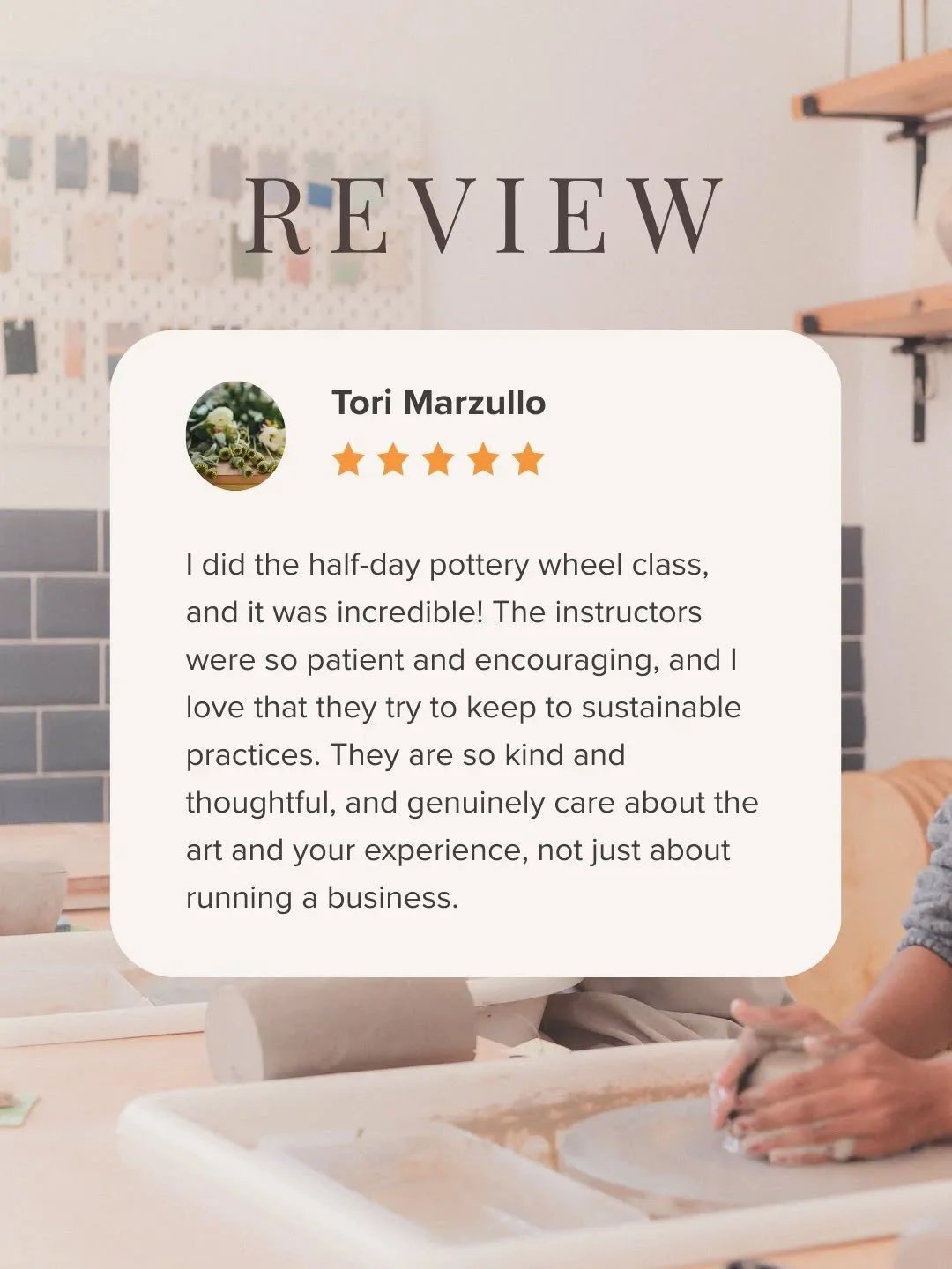 This review made our day ✨ We pour our hearts into every workshop, and it means the world to hear how much it&rsquo;s felt.

Thank you, Tori, for sharing such a beautiful review 🤍

#YourWordsMatter #HoneybournePottery #PotteryWorkshop #Cotswolds #Cr
