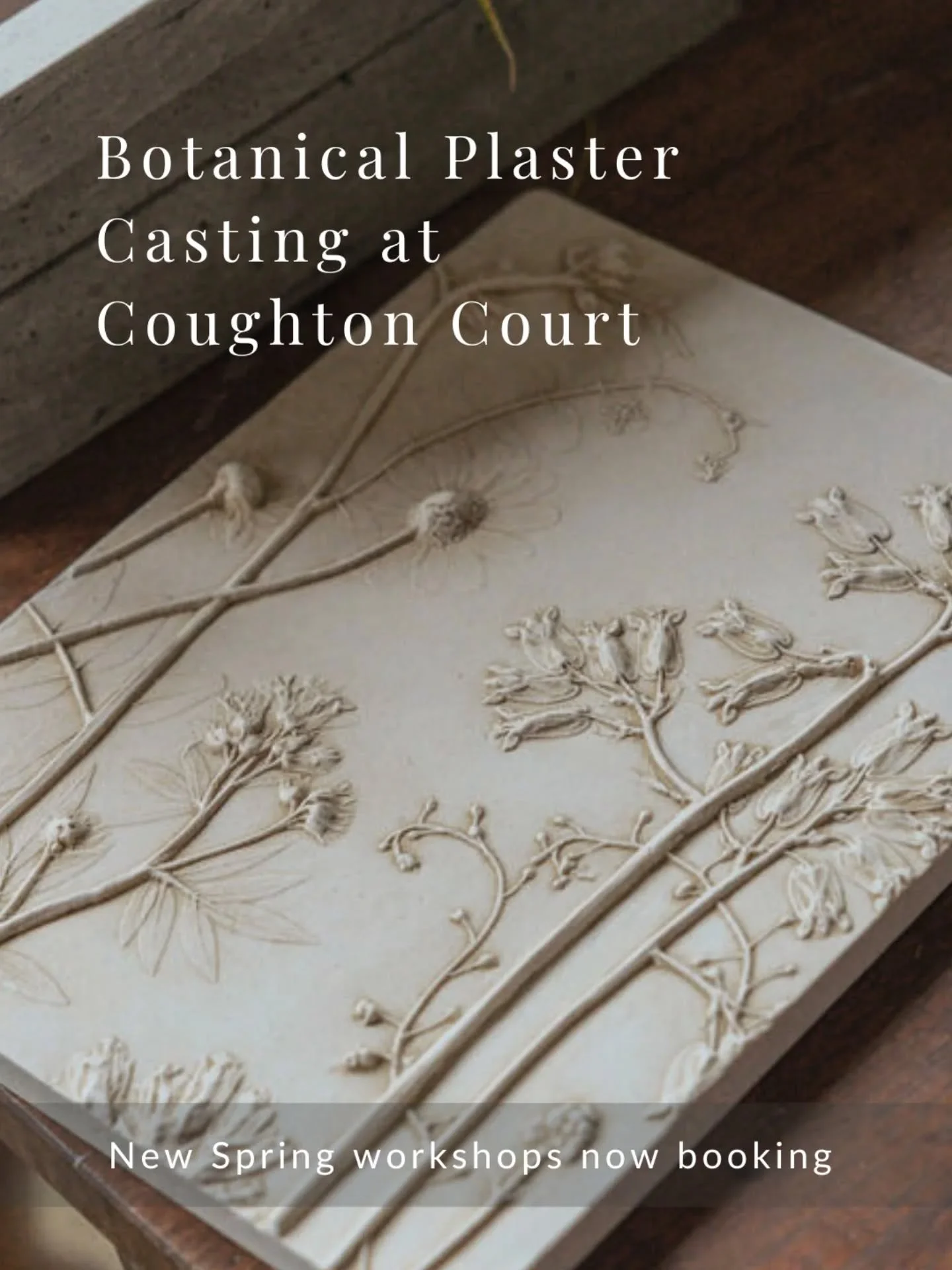 We&rsquo;re delighted to be collaborating with @coughtoncourt to run a series of Botanical Plaster Casting Workshops in their beautiful gardens this Spring 🌿

This guided experience begins with a private garden tour, followed by a hands-on workshop 