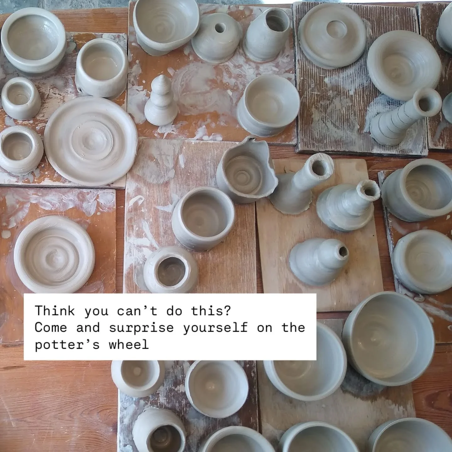 Get stuck in, get messy, and leave with your own handmade pieces!

Our taster &amp; half-day throwing classes are perfect for total beginners.

No experience needed &mdash; come and surprise yourself on the potter&rsquo;s wheel ✨