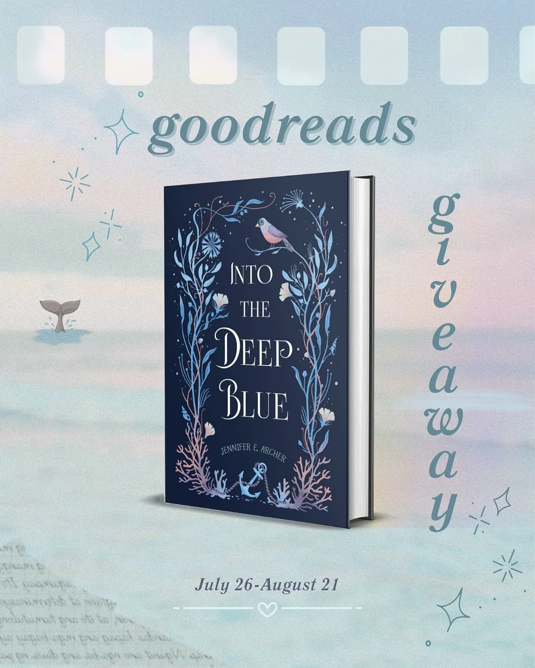 Friends, my amazing publisher is hosting a giveaway! 

Up for grabs are 5 printed ARCs of Into The Deep Blue. Closes August 21. US only. Head over to Goodreads to enter. Link is 🔝 
Good luck to all!!! 💫 

I hope you all are having a lovely summer. 