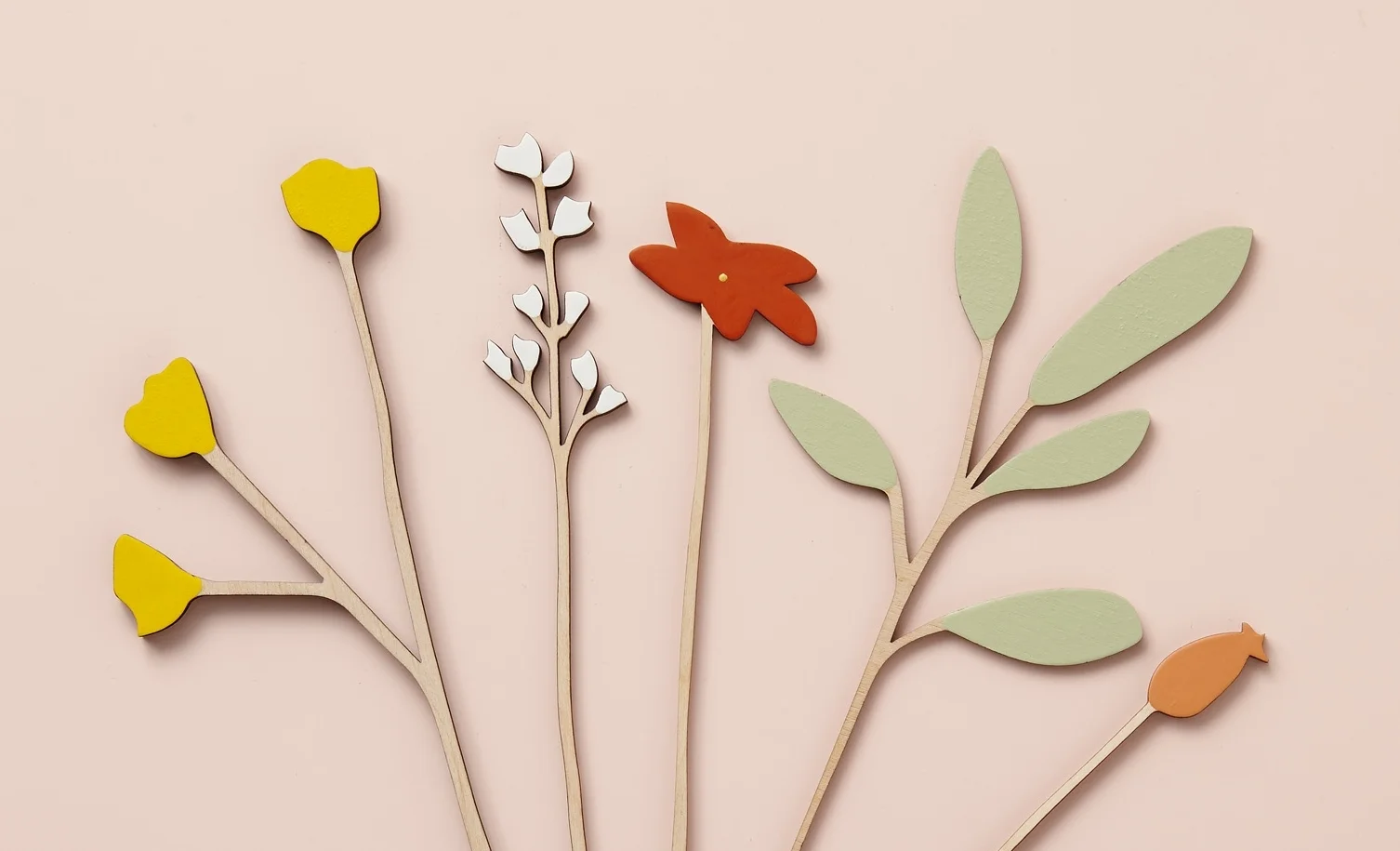 Buttercup and Sage wooden flowers set Anna Wiscombe