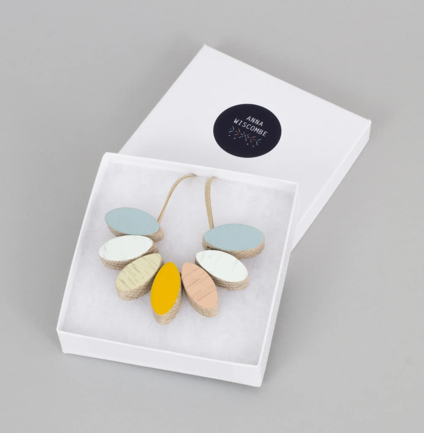 Cornflower wooden necklace Anna Wiscombe