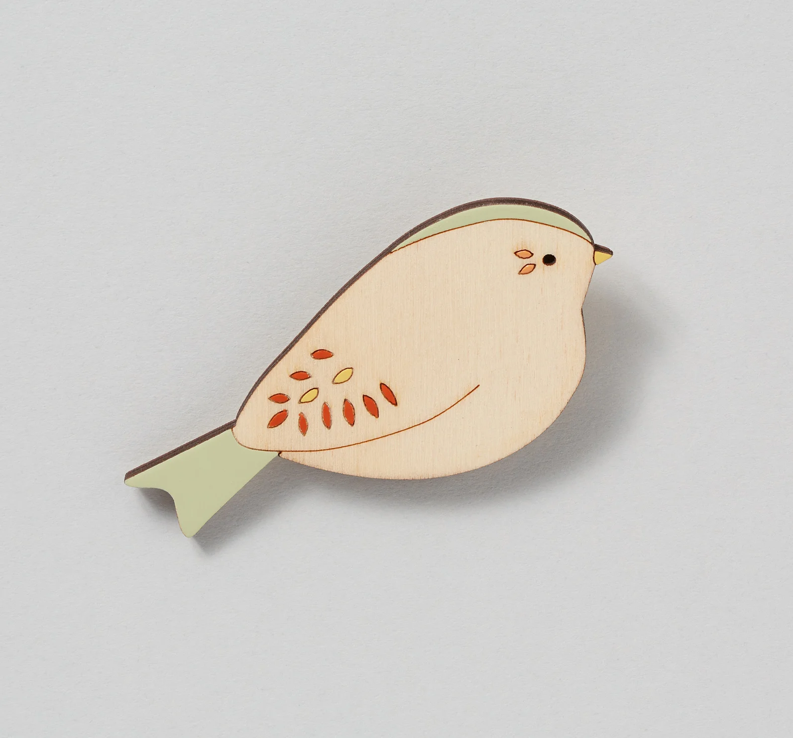 Bunting Wooden Bird Brooch