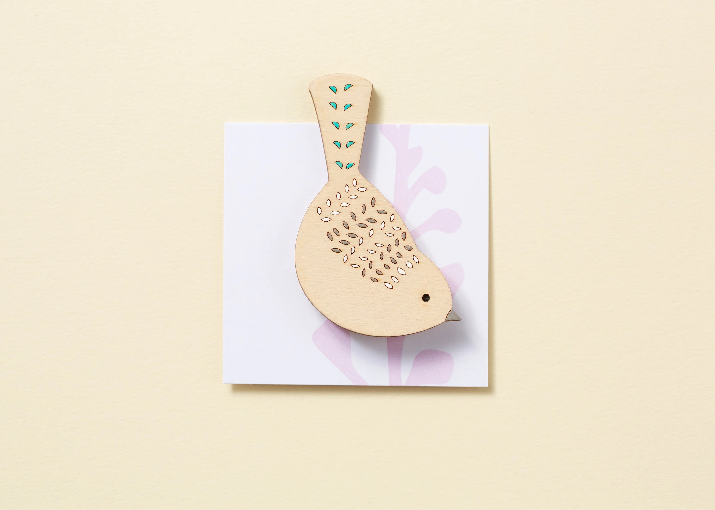 Nuthatch Wooden Bird Brooch