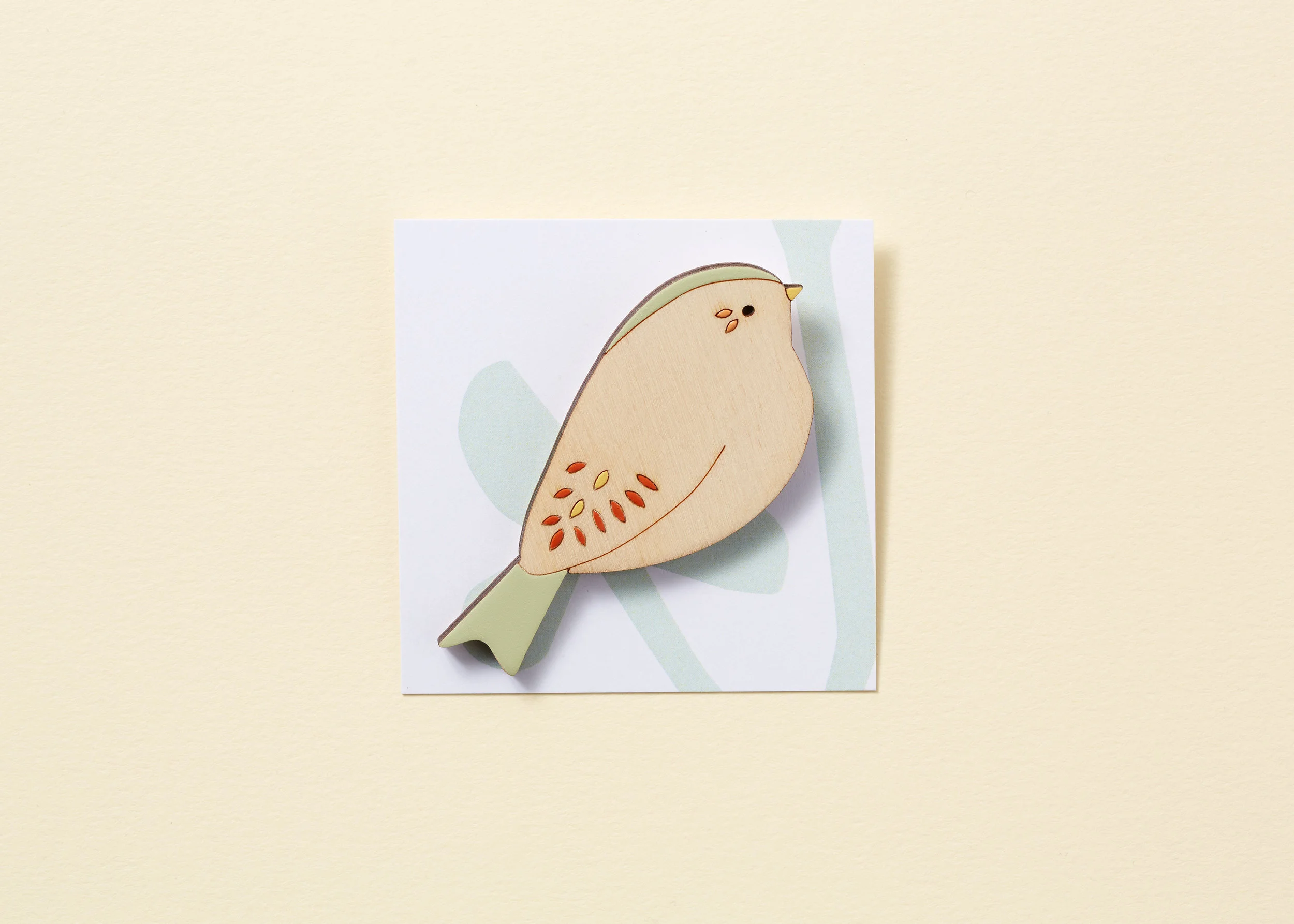 Bunting Wooden Bird Brooch