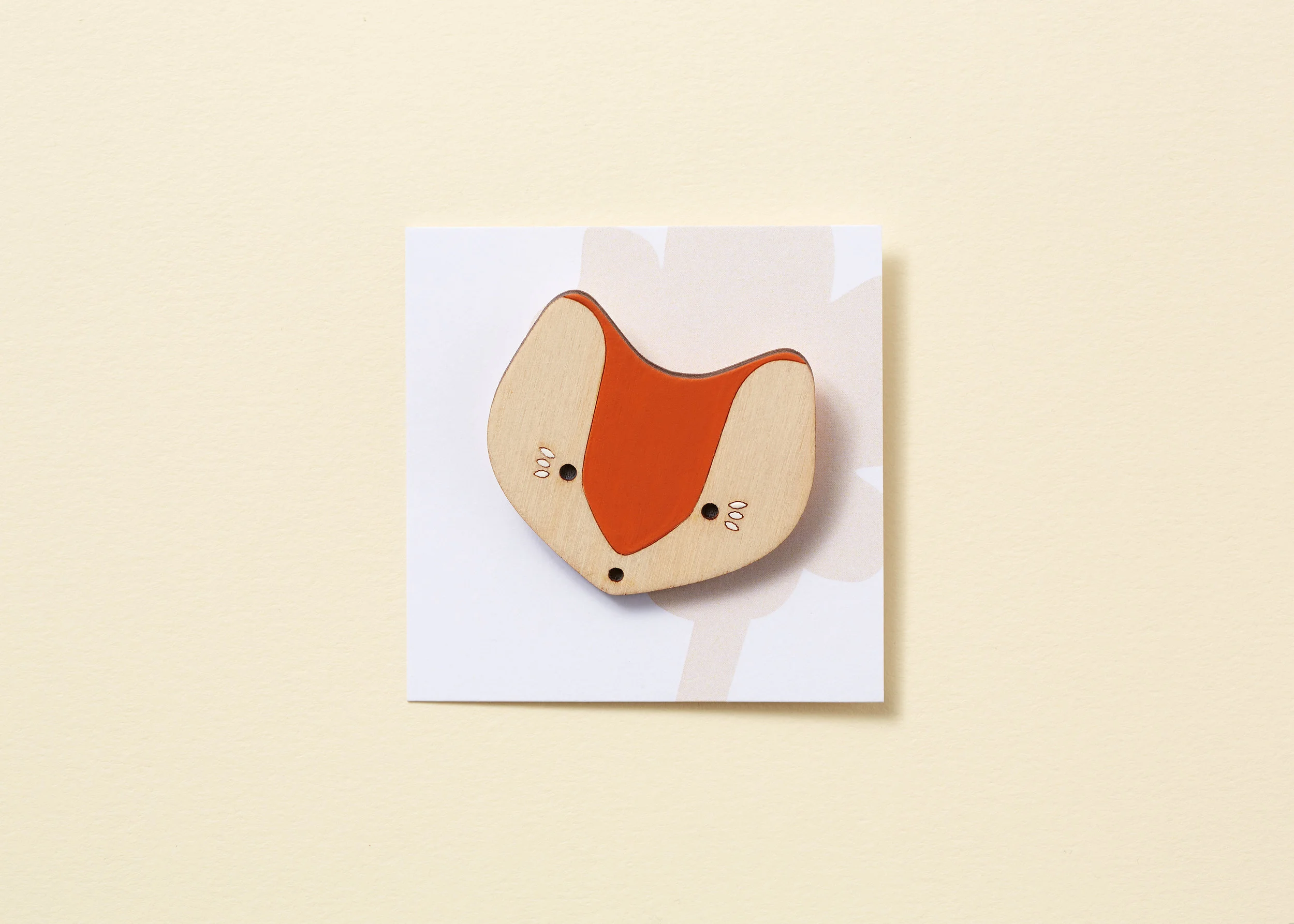 Wooden Fox Brooch