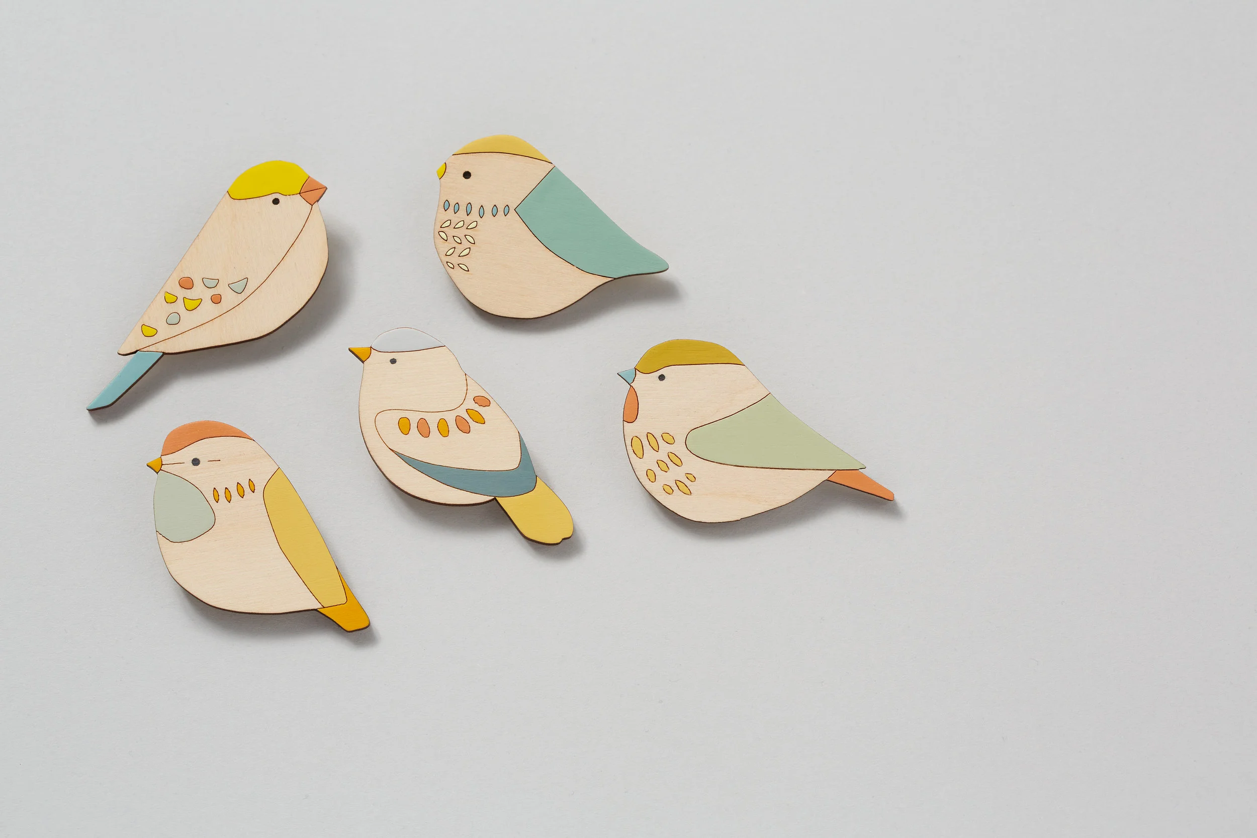 Fieldfare Wooden Bird Brooch