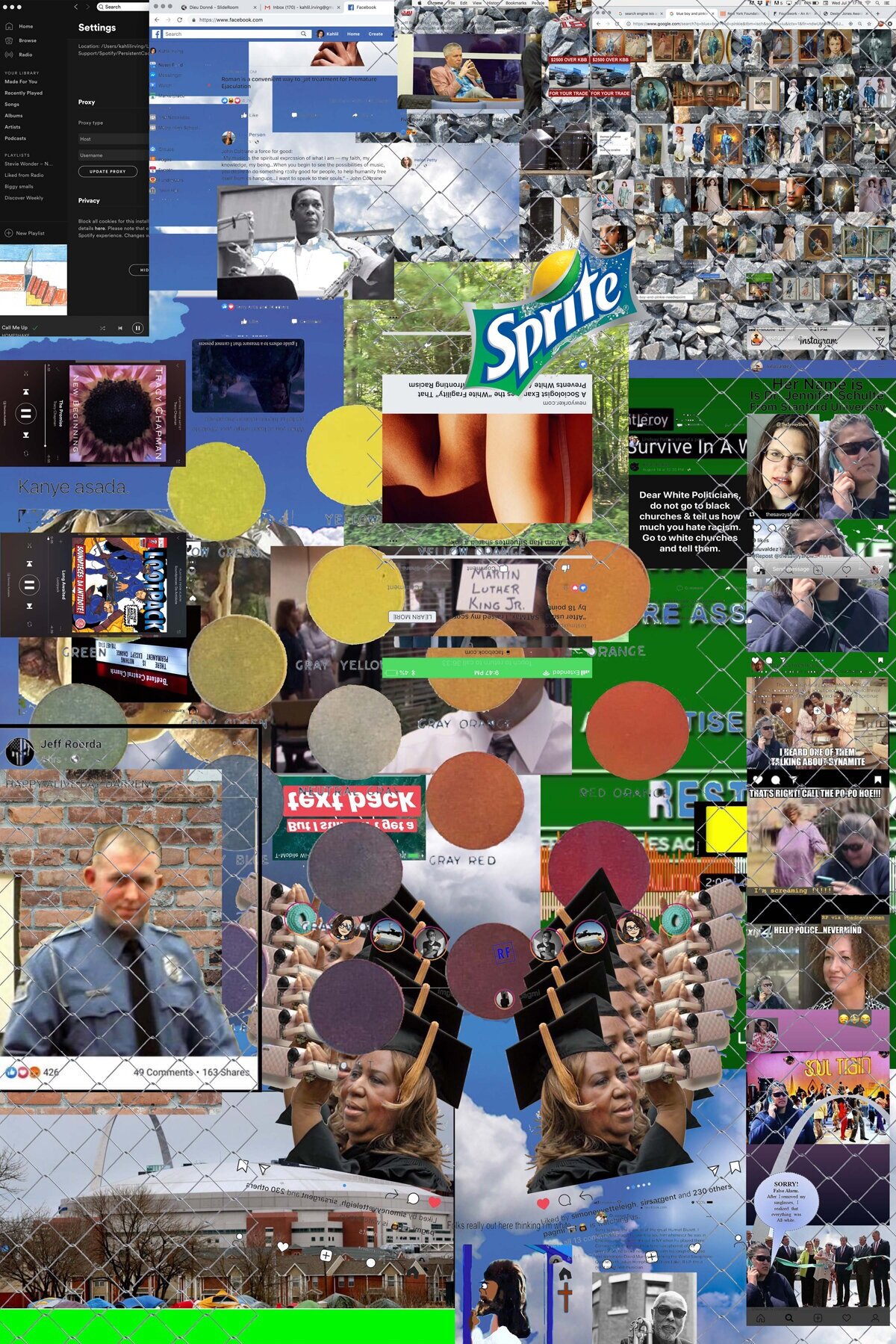   Music Memorial in Film  [(Greeting Screening Chained ) Daily Ritual &amp; tribute (TERROR)]   2019  15 x 10 inches  Digitally sourced and constructed collage 