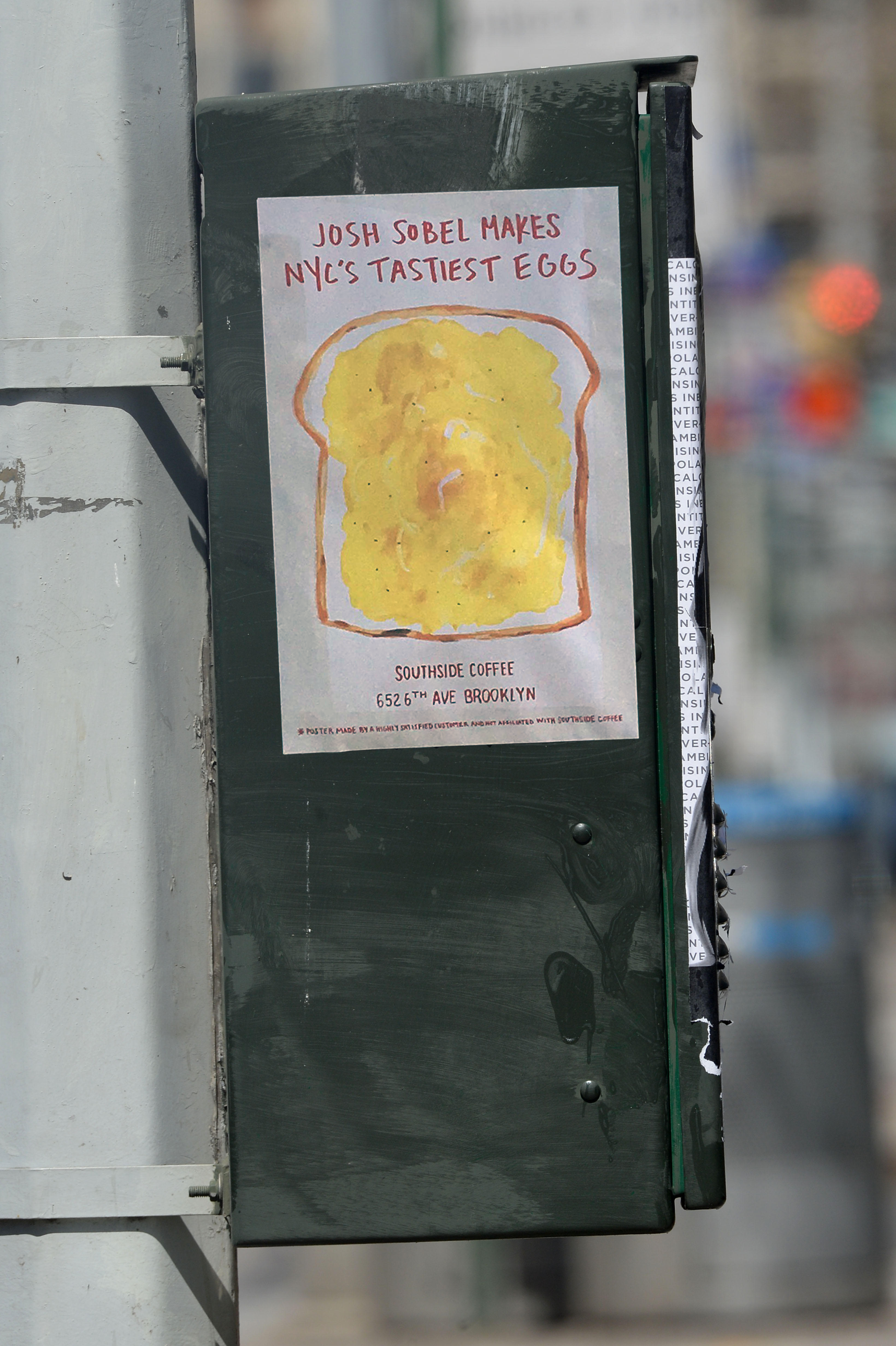  A project for Stephen Sagmeister's class  Can Design Touch Hearts?&nbsp; For this assignment we had to touch the heart of a stranger, and I chose to target Josh Sobel, chef at Southside Coffee in Park Slope. I put up posters advertising his (truly i