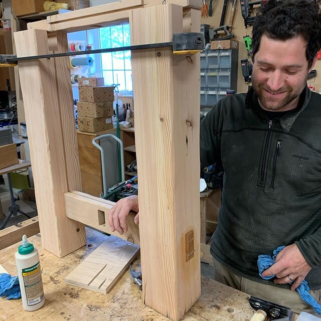 Charlie bridling his newly discovered mortise and tenon skills...#mortiseandtenon#craftsman#learningtheskills