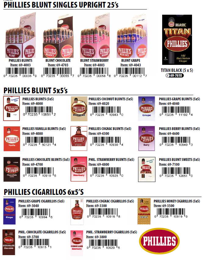 Phillies$7.99/pack(Chcoclate;Grape;Coganc;Strawberry;Sweet;Vanilla)