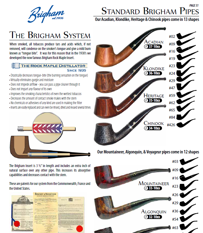 Brigham pipe (1 star to 5 star) best wooden pipe in Canada
