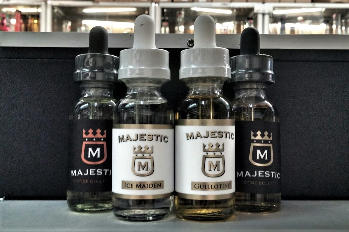 MAJESTIC EJUICE 30 ML · No.79(best)-Lemon and Blueberry Cake/ Whipped Cream · no.29-A smooth and creamy parfait with raspberries, blackberries and strawberries · Ice maiden-Tropical blend of sweet cherries and tart pineapples · Guillotine-Strawberry Banana smoothie