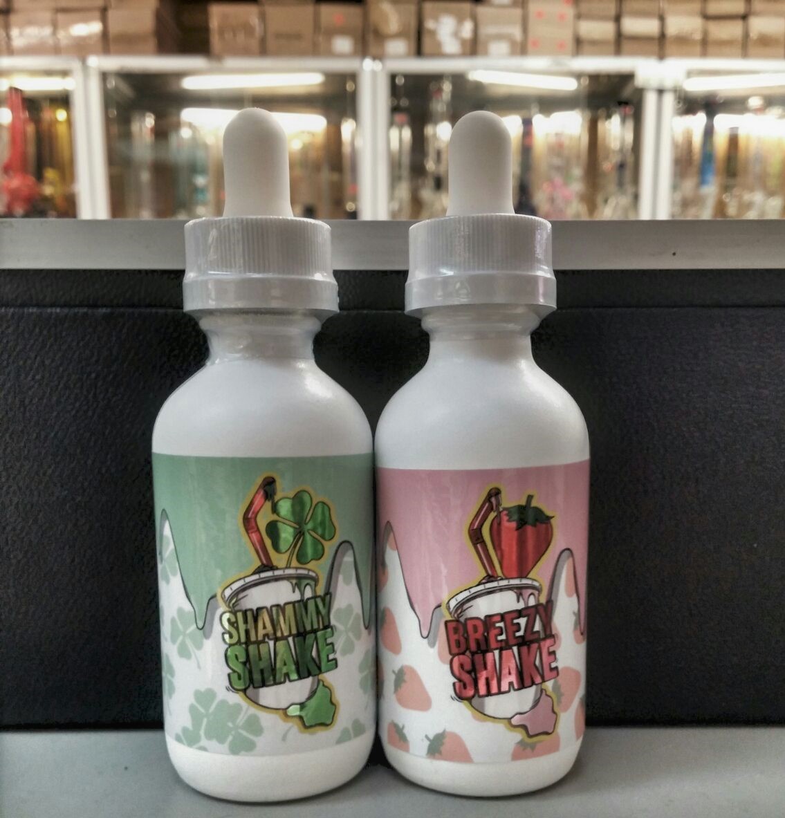 BLACK MVRKET JUICE 60ML · SHAMROCK SHAKE-Vanilla Bean Milkshake with a lick of mint · BREEZY SHAKE-diced strawberries, thrown into the blender with a scoop of vanilla ice-cream