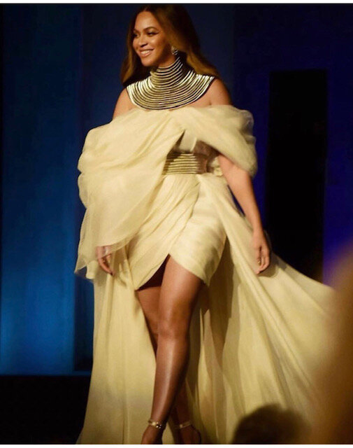  Beyonce attends the 2019 AFI Conservatory Ceremony wearing custom Phuong My  Lead Stylist: Marni Senofonte  Assistant . Stylist: Vance GAmble &amp; James Carroll 