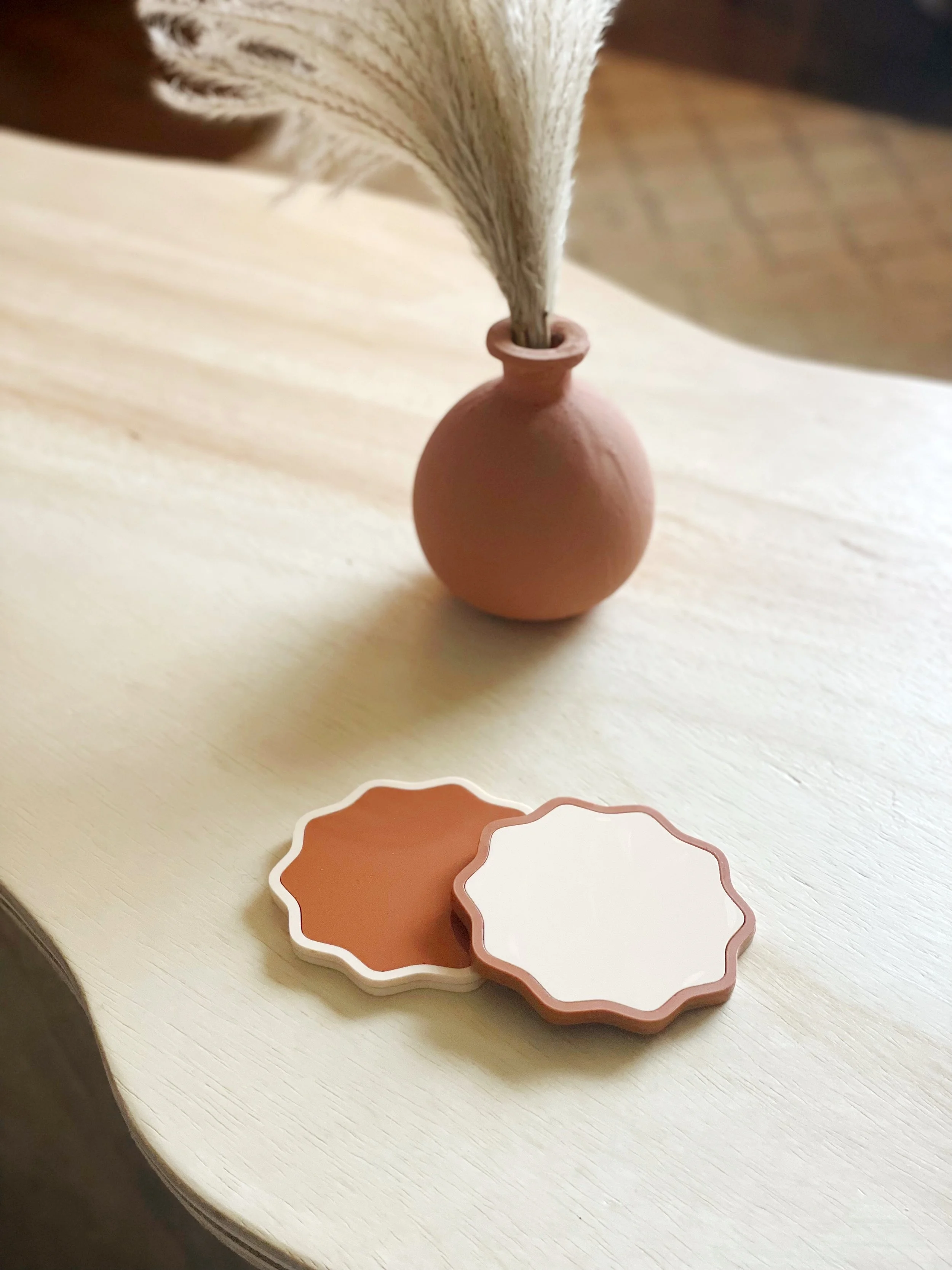 Color Block Wavy Circle Coaster Set