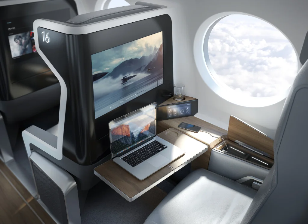 A mock-up of the cabin comforts Boom passengers can look forward to.