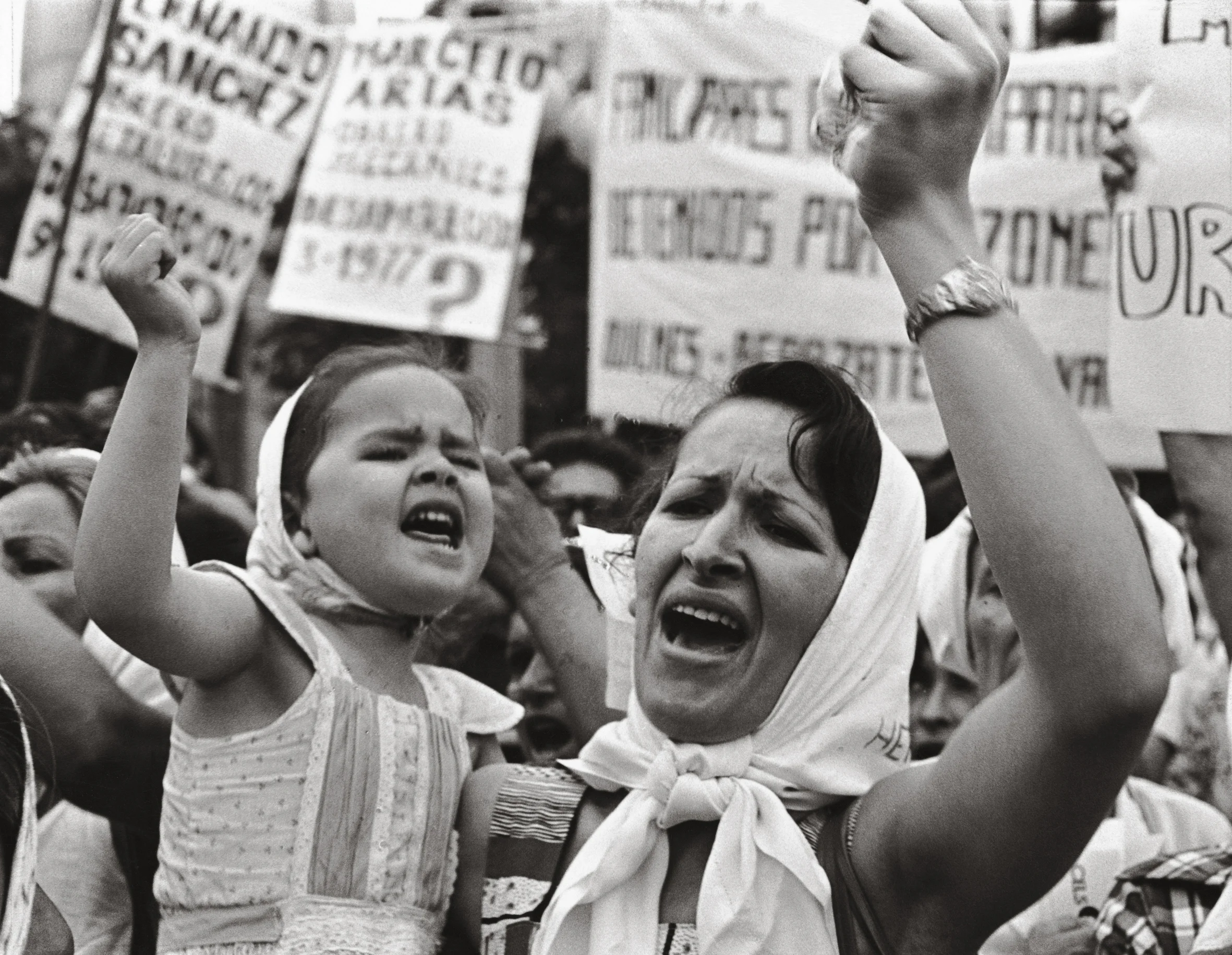 Mothers of the Plaza de Mayo protesting over the disappeared in Argentina during the dictatorship