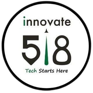 Logo with the text 'innovate 584' and the slogan 'Tech Starts Here' inside a circular border.