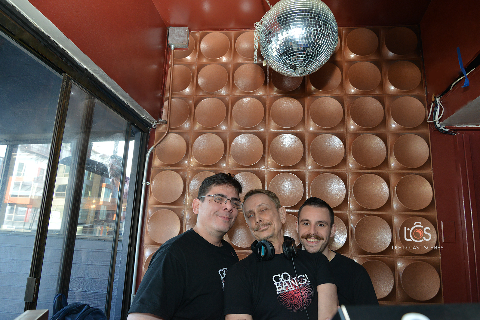 16. GO BANG! crew behind the turntables at the Lookout debut party of the Disco Coalition happy hour.png