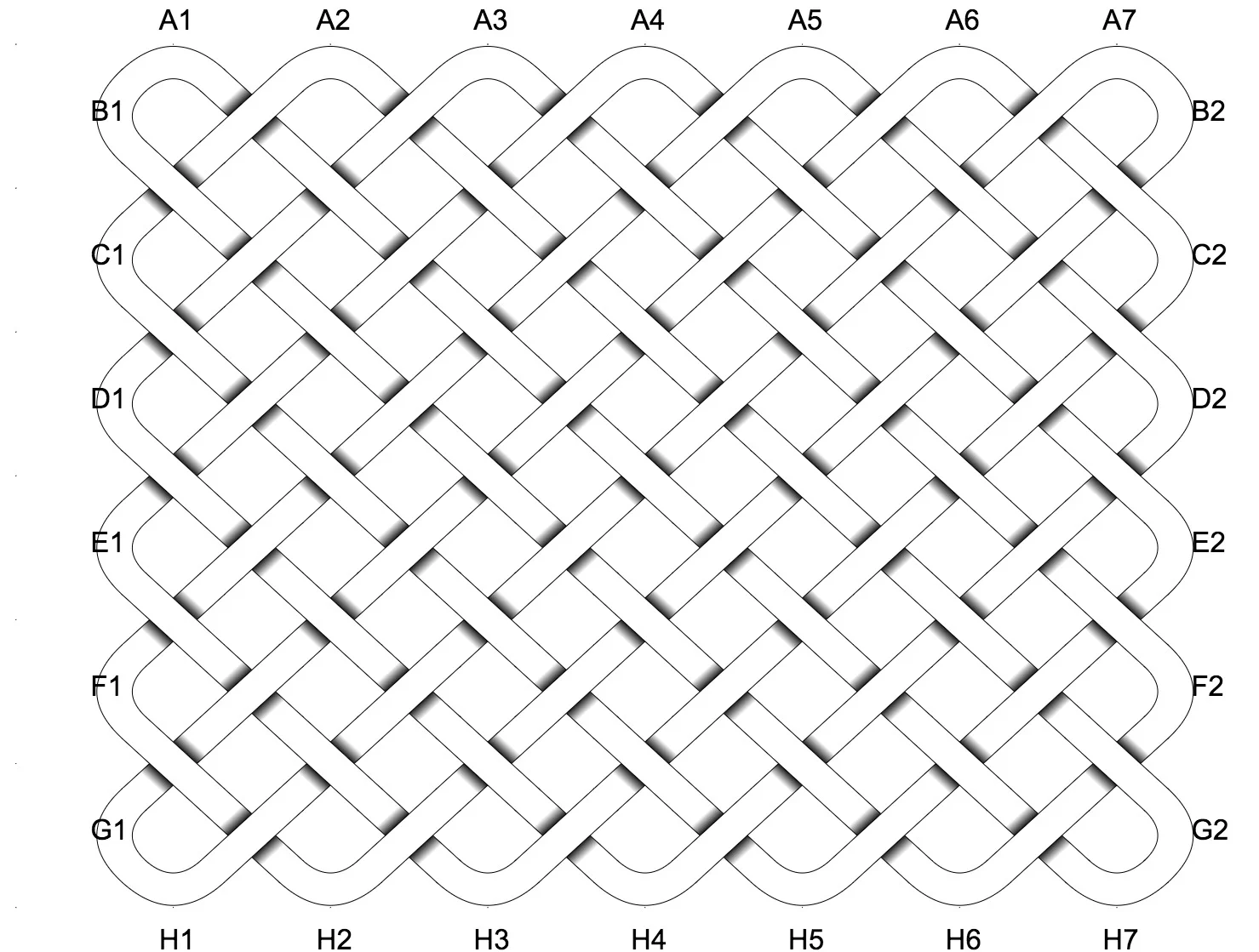 Knot grid mat pattern.