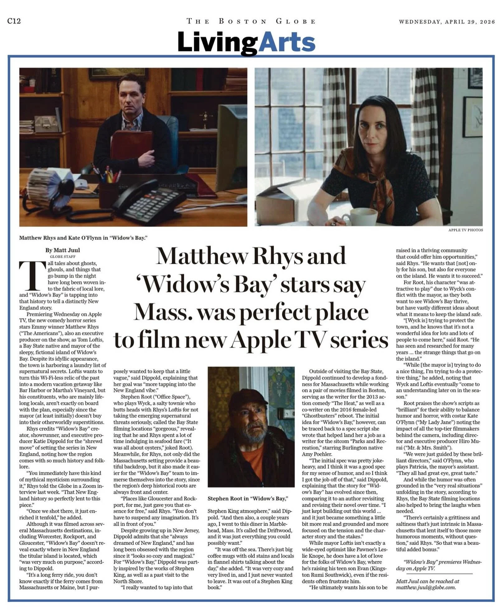 🎬 Widow&rsquo;s Bay from @AppleTV, filmed in Mass, is released today! 

The series was based @NEStudios for 7 months and filmed for over 80 days in 13 cities and towns, including: Ayer, Berlin, Devens, Essex, Gloucester, Groton, Harvard, Maynard, Ro