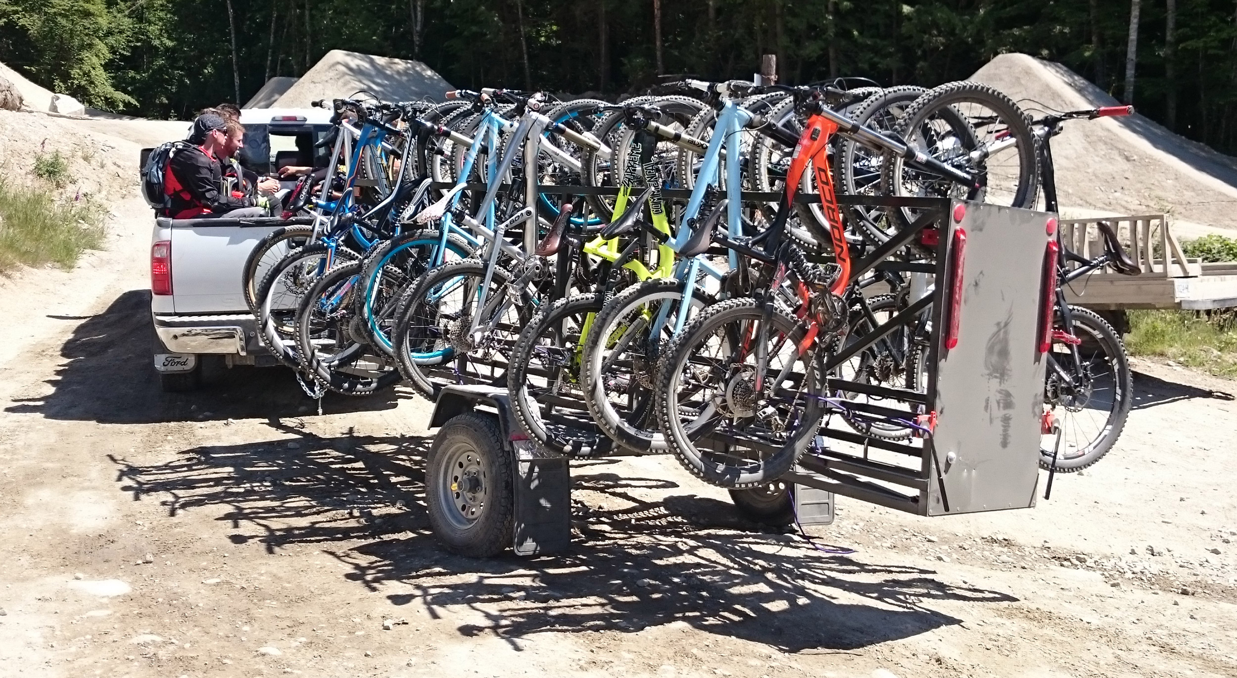 Large Huckwagons Mountain Bike Shuttle Trailers with a truck