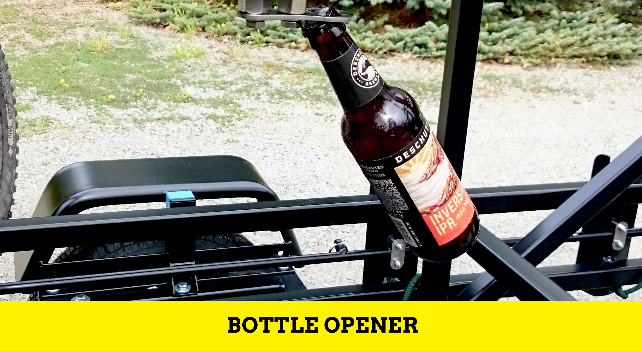 Huckwagons Mountain Bike Shuttle Trailer bottle opener