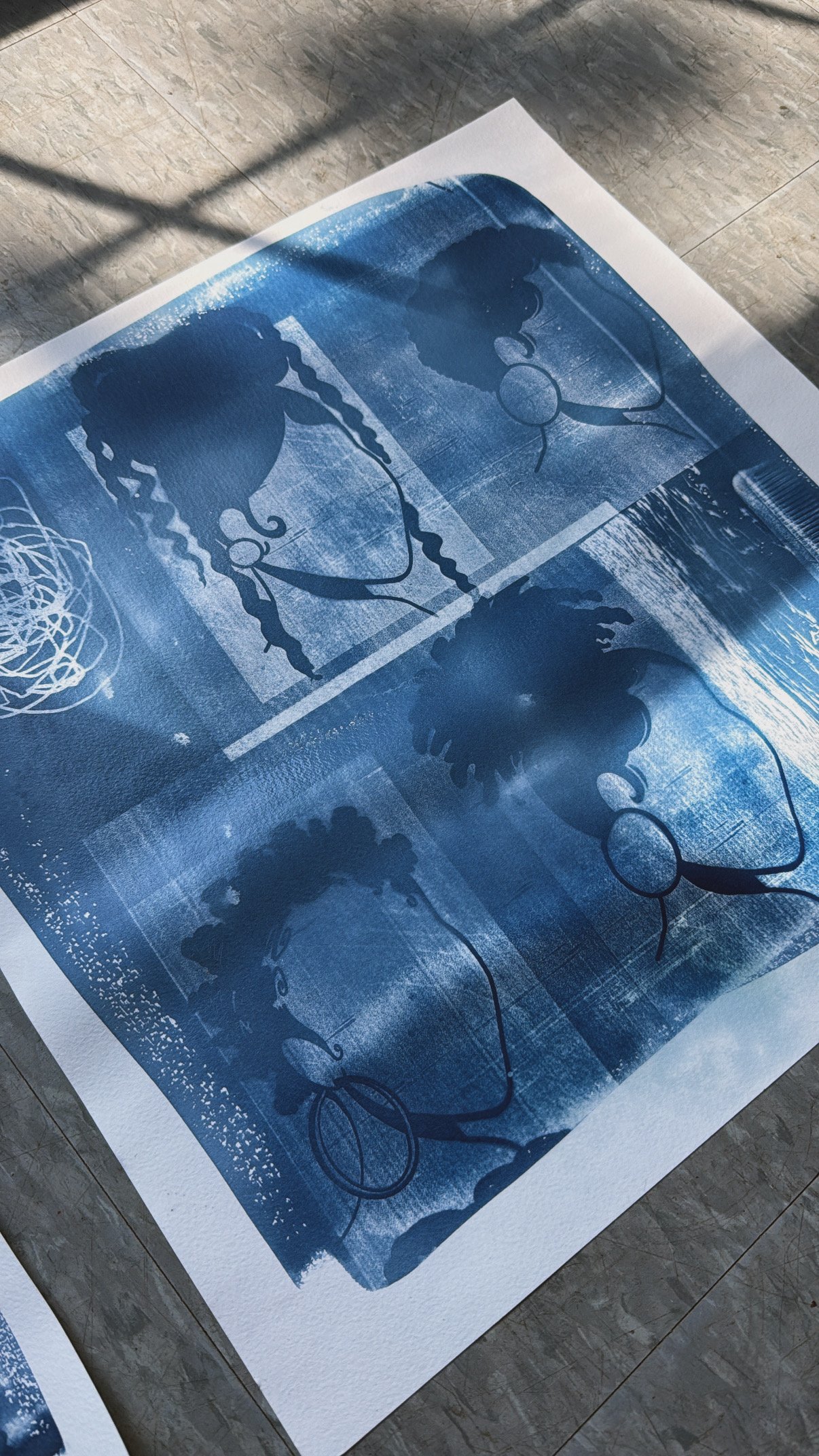 Paint Me Indigo Angels: Cyanotype Prints - 16in x 16in